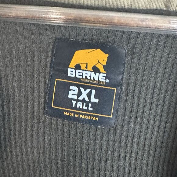 BERNE Mens Army Green Workwear Heavy Hoodie Size 2XLT Insulated Full Zip Lined - Picture 3 of 9